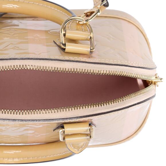 Louis Vuitton Alma BB Monogram Vernis Rayures Handbag Dune Pink Patent Leather - Picture 9 of 9